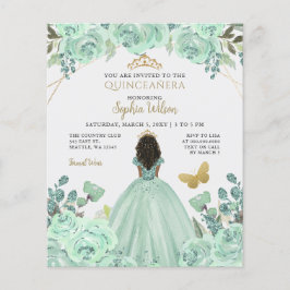 Budget Mint Guld Princess Quinceañera-inbjudan