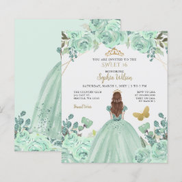 Budget Mint Guld Princess Sweet 16:e inbjudan
