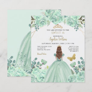 Budget Mint Guld Princess Sweet 16:e inbjudan
