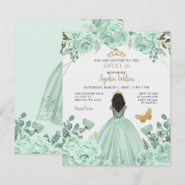 Budget Mint Guld Princess Sweet 16:e inbjudan