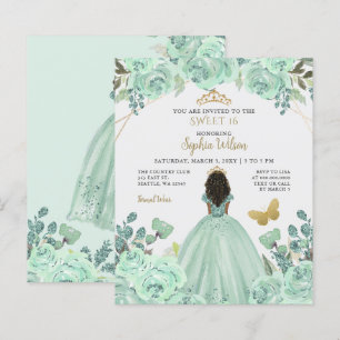 Budget Mint Guld Princess Sweet 16:e inbjudan