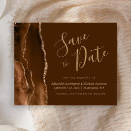 Budget Mocha Agate Brun Bröllop Save the Date
