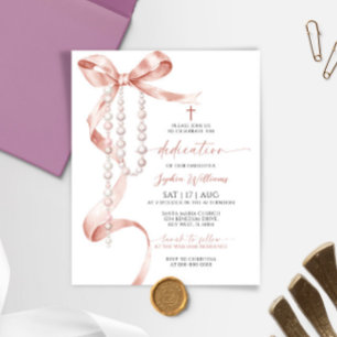 Budget Mocha Bow & Rosary Dedication bjudande in