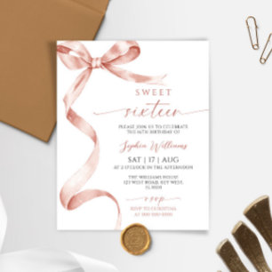 Budget Mocha Bow Sweet 16 födelsedagsinbjudan