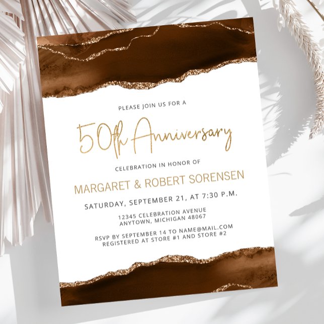 Budget Mocha Gold Agate 50th Anniversary Invite (Skapare uppladdad)