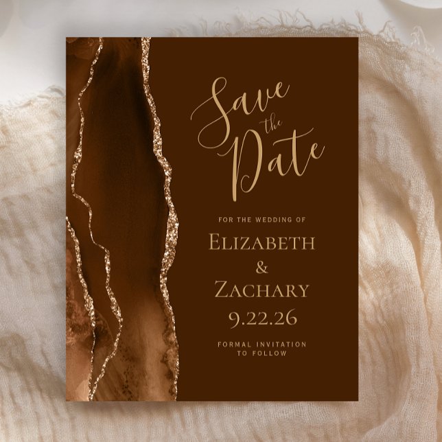 Budget Mocha Gold Agate Brown Save the Date (Skapare uppladdad)