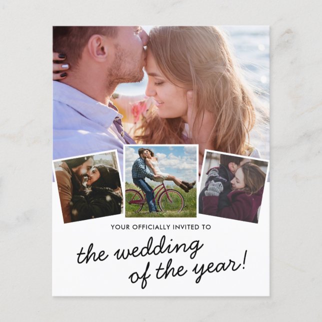 Budget Modern 4 Foto Bröllopsinbjudan (Framsida)