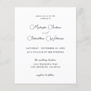 Budget Modern 9-kalligrafi Bröllop - svartvitt Flygblad