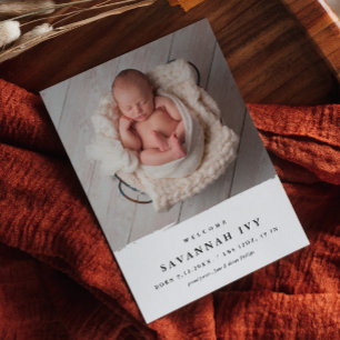 Budget Modern Baby Foto Födelse Meddelande Vykort