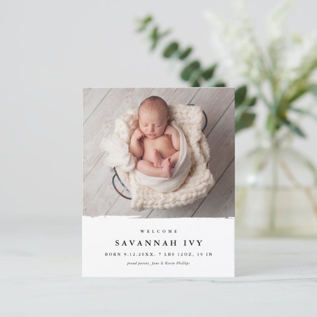 Budget Modern Baby Foto Födelse Tillkännagivande (Stående Fram)