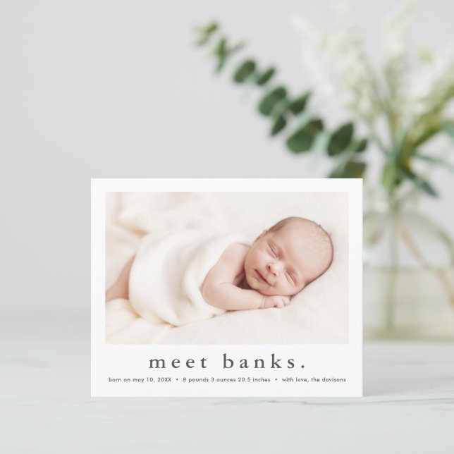 Budget Modern Baby Photo Birth-meddelande (Stående Fram)
