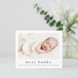 Budget Modern Baby Photo Birth-meddelande
