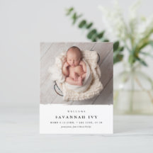 Budget Modern Baby Photo Birth-meddelande