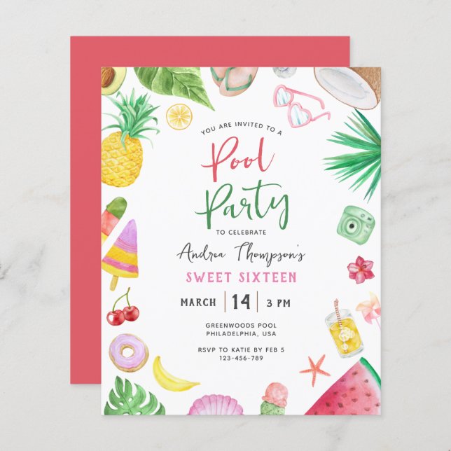 Budget Modern Bassäng Party Sommarsötad 16 dagar (Fram/baksida)