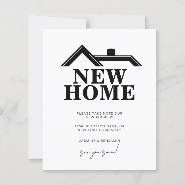 BUDGET Modern Black and White We’ve Moved New Home (Framsida)