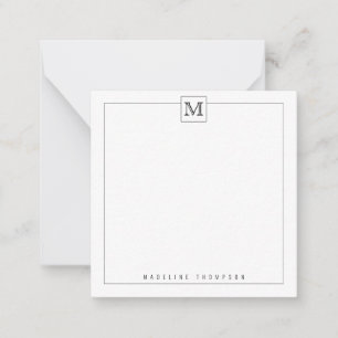BUDGET Modern Black Initial Monogram Square gräns Anteckningskort