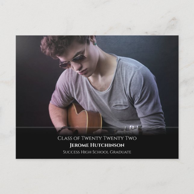 Budget Modern Black Photo Studenten-meddelande Vykort (Framsida)