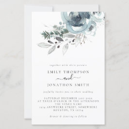 Budget Modern Blommigt - inbjudan till julbröllop