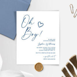 Budget Modern Blue Baby Shower-inbjudan