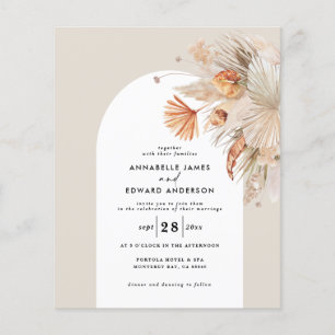 Budget Modern bohemisk pampas-gräs bröllop Flygblad