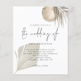 Budget Modern Boho Grass Beige bröllopsinbjudan