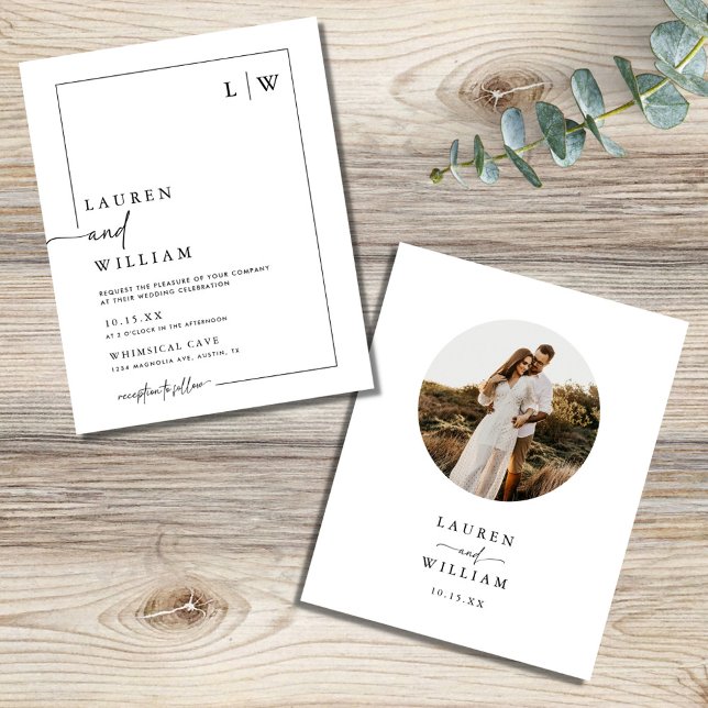 Budget Modern Boho Round Photo Wedding-inbjudan Flygblad (Skapare uppladdad)