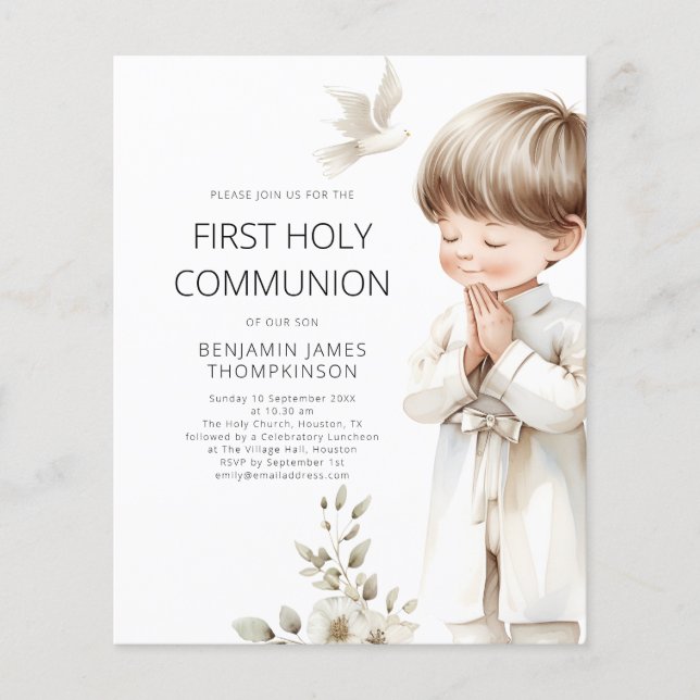 Budget Modern Boy Praying 1st Heliga Communion (Framsida)
