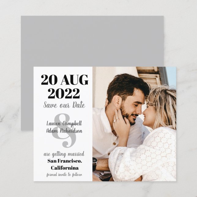 Budget Modern Bröllop Save the Date Foto (Fram/baksida)