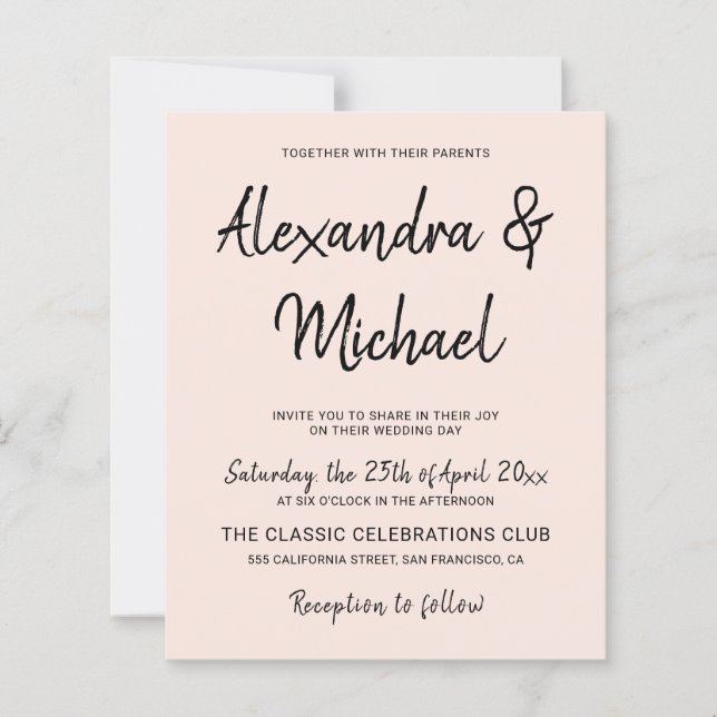 Budget modern  bröllopsinbjudan (Framsida)