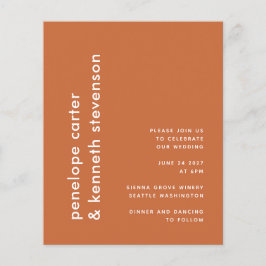 Budget Modern Burnt Orange - enkel bröllopsinbjuda