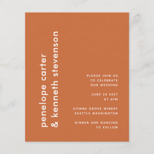 Budget Modern Burnt Orange - enkel bröllopsinbjuda