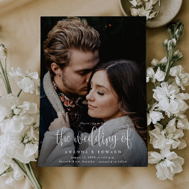 Budget Modern Calligraphy Photo QR Code Bröllop Inbjudningar