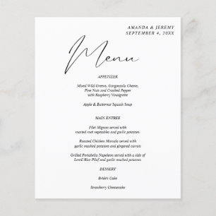 Budget Modern Chic Black & White Menu Namn Flygblad