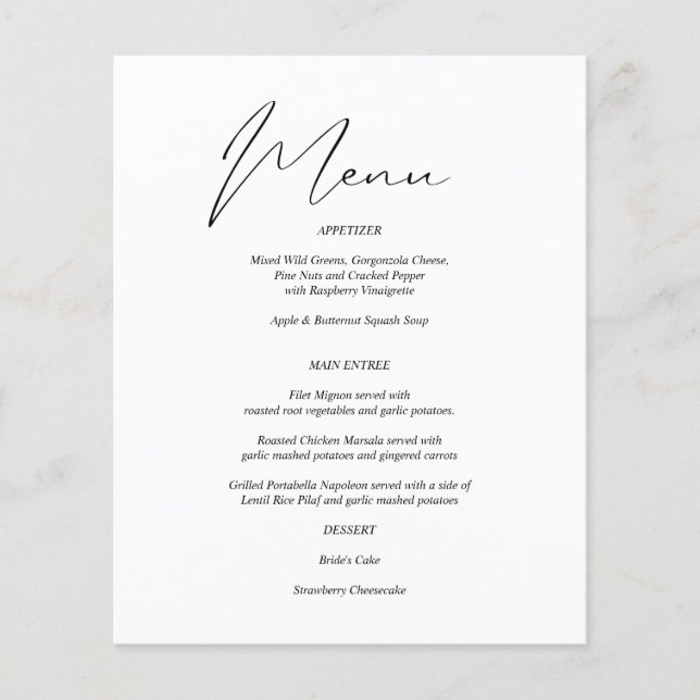 Budget Modern Chic Black & White Meny (Framsidan)