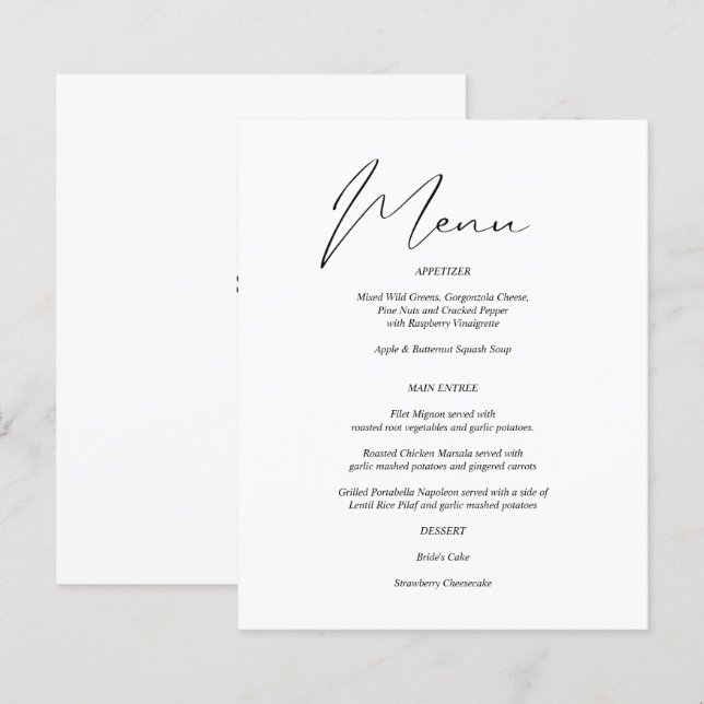 Budget Modern Chic Svart & Vit Meny (Fram/baksida)