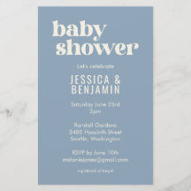 Budget Modern Cute Dusty Blue Baby Shower Inbjudan