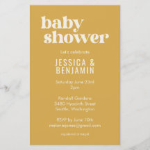Budget Modern Cute Dusty Gult Baby Shower Inbjudan