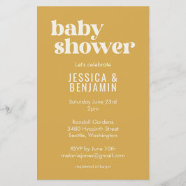 Budget Modern Cute Dusty Gult Baby Shower Inbjudan
