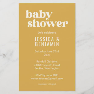 Budget Modern Cute Dusty Gult Baby Shower Inbjudan