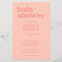 Budget Modern Cute Dusty Peach Baby Shower Inbjuda