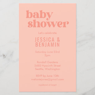 Budget Modern Cute Dusty Peach Baby Shower Inbjuda