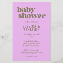 Budget Modern Cute Lila Grönt Baby Shower Inbjudan