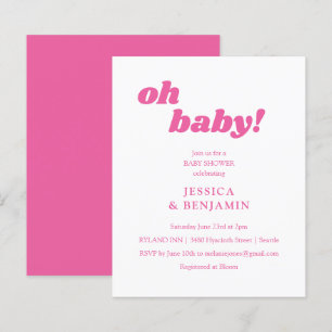 Budget Modern Cute Rosa Baby Shower-inbjudan