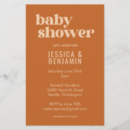 Budget Modern Cute Terracotta Baby Shower Inbjudan