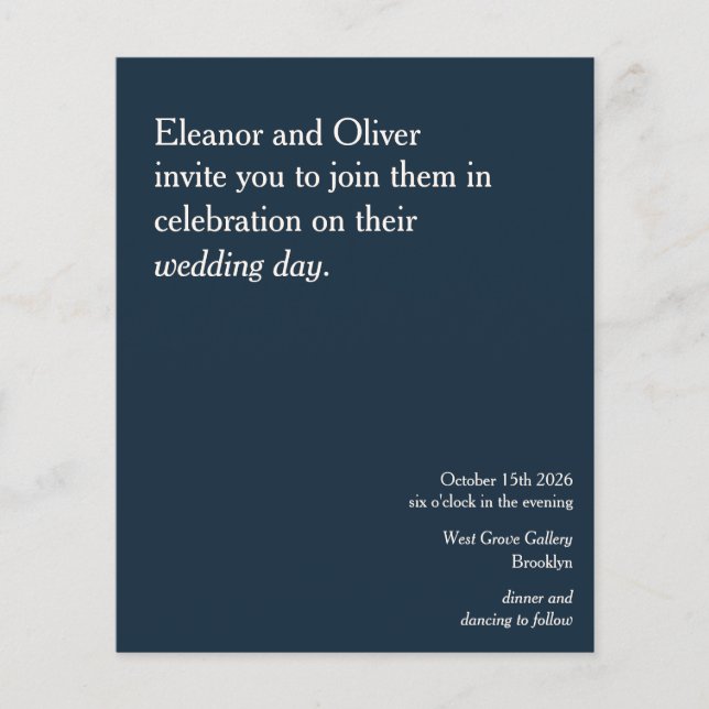 Budget Modern Elegant - Blåbröllop - inbjudan (Framsida)