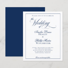 Budget Modern Elegant Navy Blue White Bröllop