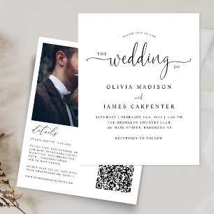 Budget Modern Elegant Script Foto Bröllopsinbjudan