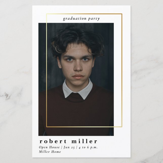 Budget Modern Enkel Foto Examen Inbjudan (Framsida)