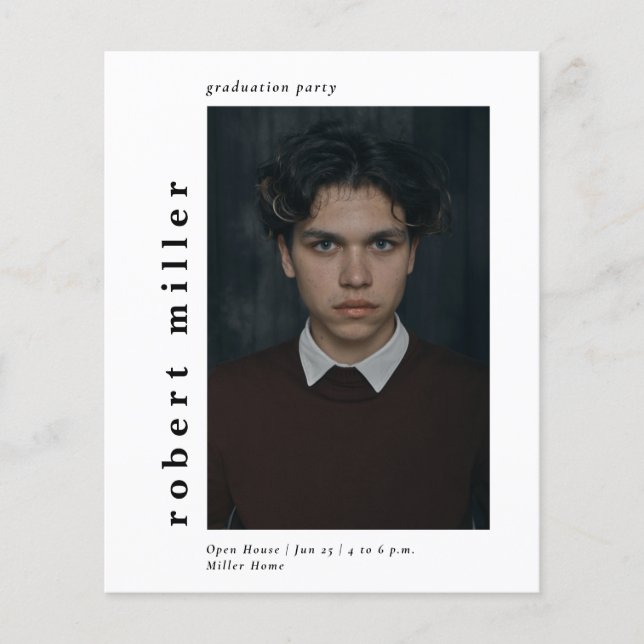 Budget Modern enkel inbjudan till foto Studenten (Framsida)