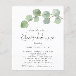 Budget Modern Eucalyptus Övningsmiddagsinbjudan